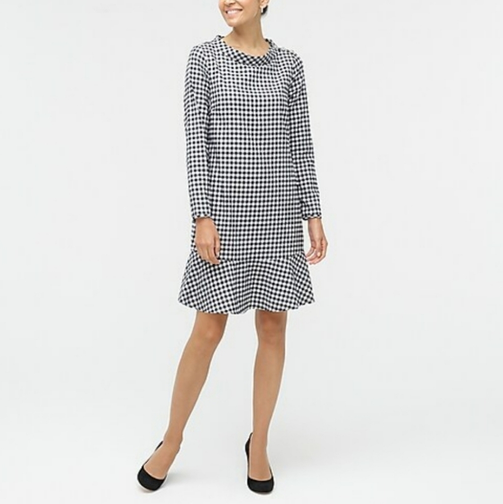 J. Crew Longsleeve Flannel Funnel Neck Dress L